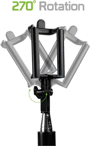 Vista 6 de Cellet Selfie Stick, extensible autorretrato selfie monopie de mano con cable auxiliar para teléfonos inteligentes - negro