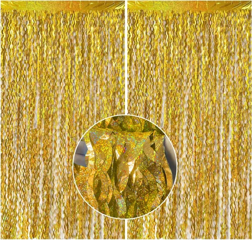 Vista 17 de Cortinas de Flecos de Aluminio con Serpentinas Negras para Telón de Fondo de Fiesta Serpentinas de Aluminio para Decoraciones de Cumpleaños