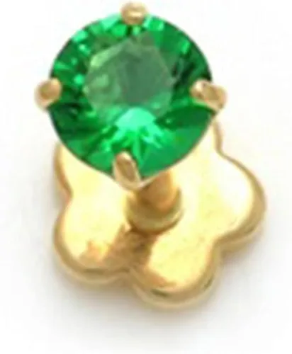 Vista 3 de AVORA Piercing redondo de oro blanco de 14 quilates con diamante de imitación de 0.1 quilates (0.1 quilates), piercing para cartílago con parte