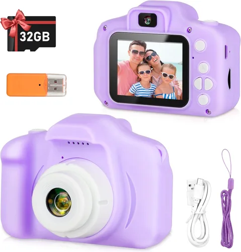 Vista 9 de Zeacool Cámara para niños, cámara de video digital HD, juguetes para niños de 3 4 5 6 7 8 9 años para niños/niñas, cámara selfie para niños, regalos
