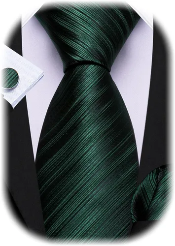 Vista 388 de Barry.Wang Juego de corbatas para hombre, corbata de seda a rayas, tejido a cuadros, gemelos formales, negocios, boda