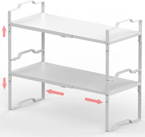 Vista 8 de Jojocross Estante expandible para organizador de gabinete, estante de especias apilable ajustable en la cocina y el baño, para mostrador, despensa