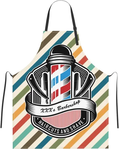 Vista 16 de Delantal de barbería personalizado para hombres y mujeres, delantal de peluquería con texto personalizado con bolsillos, delantal ajustable