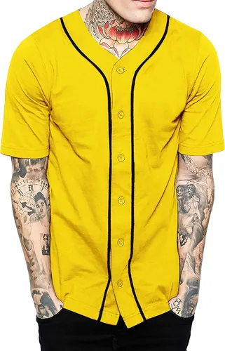Vista 30 de Hat and Beyond camiseta de béisbol para hombre con botones hipster hip hop