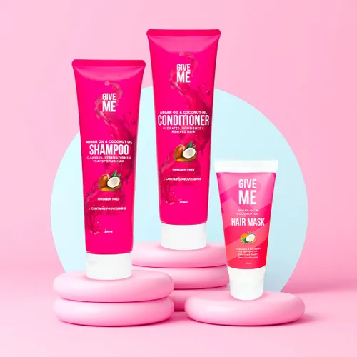 Vista 6 de Give Me Cosméticos, champú, limpia, nutre y fortalece, reduce la pérdida de cabello y la fragilidad con aceite de argán, coco y macadamia, además