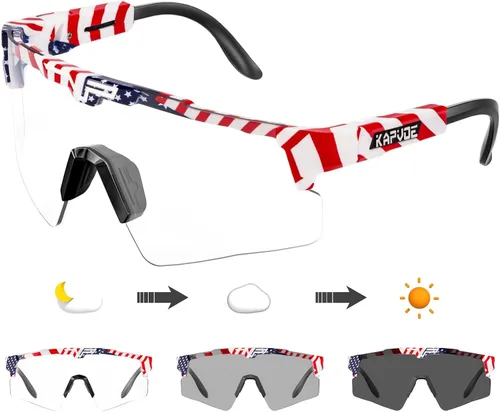 Vista 11 de KAPVOE Gafas de ciclismo fotocromáticas Gafas de sol deportivas de bicicleta de montaña Gases transparentes MTB Gafas hombres mujeres Bicicletas