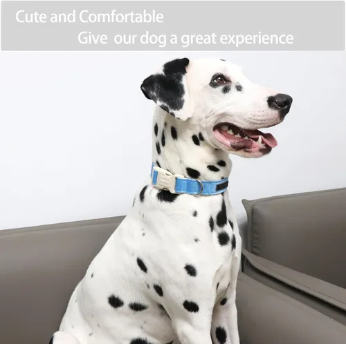 Vista 5 de Aring Pet Collar de algodón, ligero y ajustable, con hebilla de liberación rápida para perros pequeños, medianos y grandes, para cachorros, azul