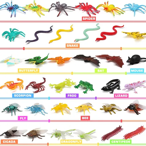 Vista 4 de Paquete de 76 mini juego de insectos de plástico, juguete realista de insectos para niños, figura de insectos falsos para niños, niños pequeños
