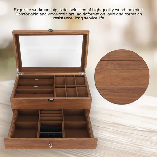 Vista 3 de Double Layer Retro Glasses Watch Storage Box Display Case Jewelry Organizer Packaging, Organizer & Display Jewelry Case, Watch Box Cabinets &