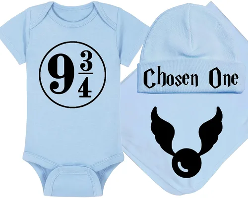 Vista 70 de Sombrero de bebé Wizard - Chosen One (tela negra - diseño dorado)