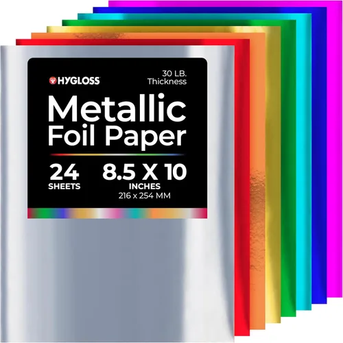 Vista 14 de Hygloss Papel Metálico - 288 Hojas 8 Colores Surtidos de Papel Metálico - 8.5x10 Pulgadas - Papel Metálico Ideal para Manualidades - Hojas de Papel