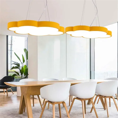 Vista 7 de Luces colgantes LED modernas regulables en forma de nube, NIUYAO Kids Room Metal 1 lámpara colgante en acrílico (bombilla incluida)