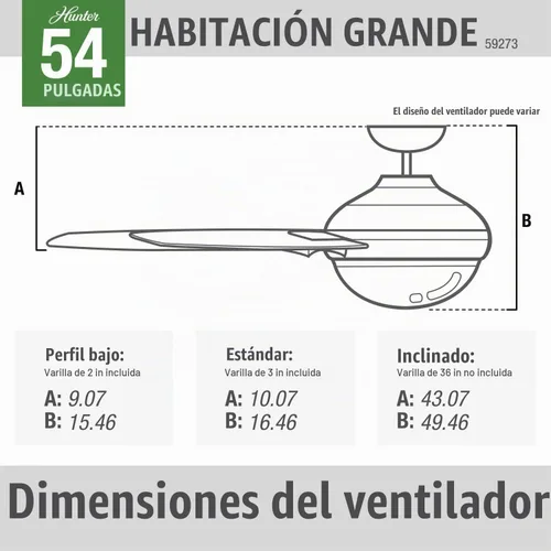 Vista 12 de Hunter Key Biscayne - Ventilador de techo, para interiores y exteriores, con luz LED y control para cadena de tracción