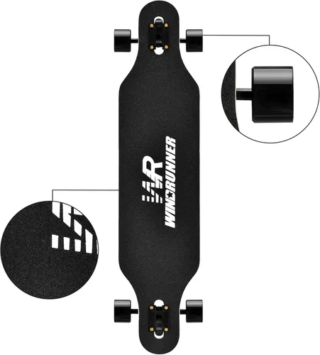 Vista 2 de Windrunner Patineta longboard Freeride de 41 pulgadas, Skateboard de 8 capas, arce natural, drop through, patineta completa para crucero