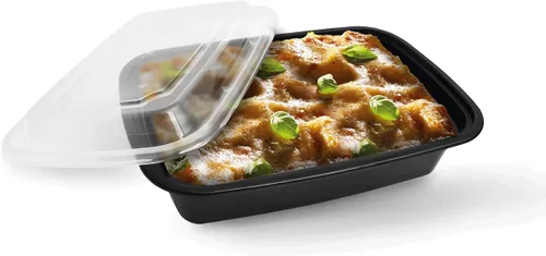 Vista 2 de 50 sets Rectángulo 24oz Recipientes de preparación de comidas con tapas para microondas Contenedor de comida plástico BPA libre rectángulo