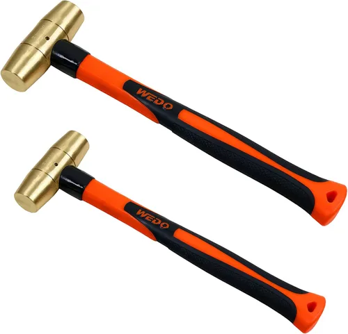 Vista 17 de WEDO Martillo de latón de 16 oz, martillo de mazo de latón macizo con mango Mango de fibra de vidrio