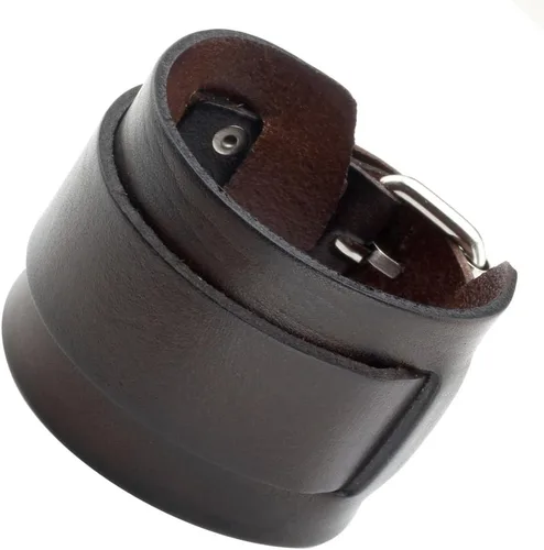 Vista 8 de Jovivi Cutom - Pulsera de cuero Punk personalizada para hombres y mujeres, color negro y marrón ancho, de cuero genuino, correa para cintura