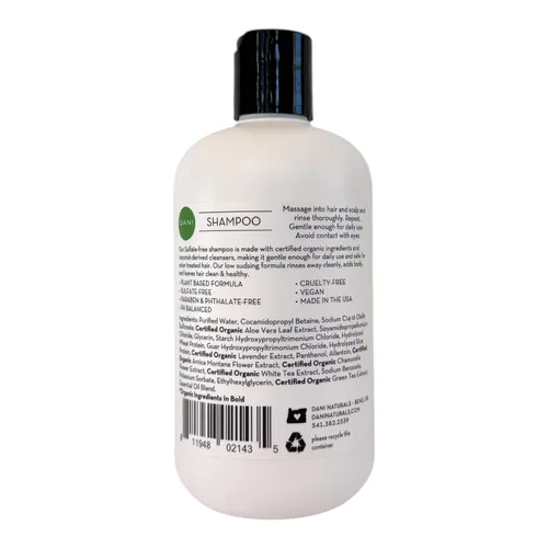 Vista 2 de DANI Naturals Bamboo Bergamota Champú sin sulfato, vegano, hidratante, espesa e hidrata, 12 onzas líquidas