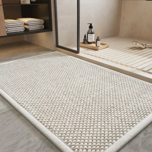 Vista 8 de PADOOR - Tapete de baño de felpilla súper absorbente, tapete de baño con parte trasera de goma antideslizante, fácil de limpiar, para frente