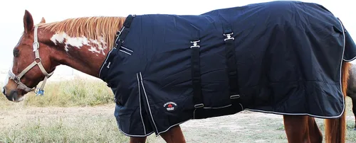 Vista 4 de 1200d atuendo impermeable para caballo rígido, manta de invierno pesada, Bellyband Negro