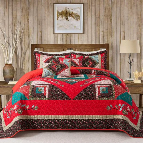 Vista 35 de VAPUTAR Juego de ropa de cama de edredón de 100 % algodón, tamaño Queen