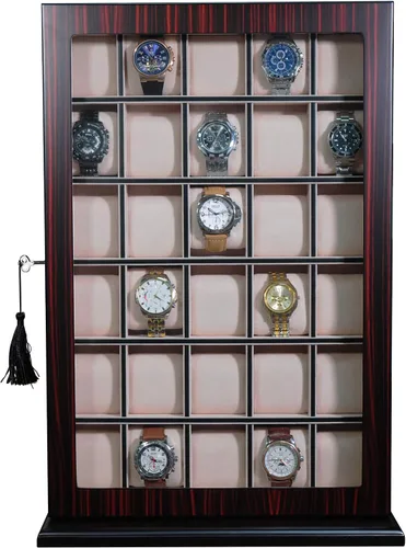 Vista 2 de TimelyBuys Caja organizadora de 30 piezas de madera de ébano para colgar en la pared, caja organizadora de almacenamiento y soporte para regalo