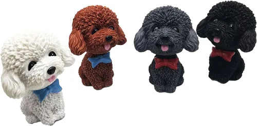 Vista 6 de IBWell Mini perro con cabeza de resina, para decoración de tablero de tablero de tablero de auto