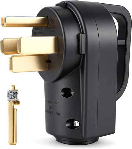 Vista 12 de Enchufe macho de repuesto para autocaravana 30A, TT-30P para cable Negro