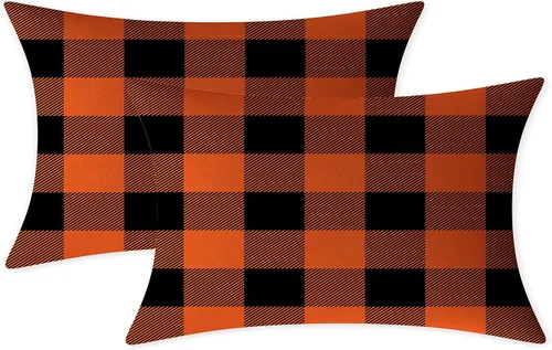 Vista 37 de Fundas de almohada decorativas rústicas de Aqua y blanco a cuadros estilo búfalo para sofá, funda de almohada para granja, decoración