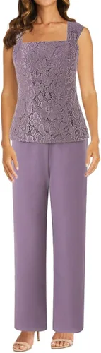 Vista 4 de 3 piezas de vestidos de madre de la novia, trajes de pantalón, vestido formal de noche de encaje, vestido formal para boda, vestido de novio