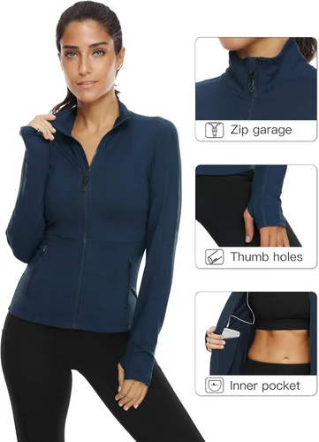 Vista 4 de VUTRU - Chaqueta de entrenamiento con cremallera completa para mujer, para hacer yoga o correr