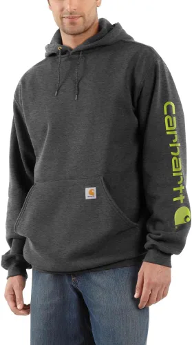 Vista 40 de Carhartt Sudadera de ajuste holgado para hombre con logotipo en la manga, de peso medio, gráfica, liquidación Terreno ámbar