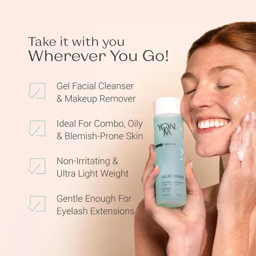 Vista 2 de Yonka Gel Cleanser - Limpiador facial suave y removedor de maquillaje, 2.53 onzas líquidas Algas rojas y aminoácidos, para piel grasa y propensa