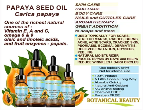 Vista 8 de Botanical Beauty Aceite portador de semillas de PAPAYA. Aceite portador prensado en frío 100% puro, natural, sin diluir, refinado. 0.5 Fl.oz.- 0.5