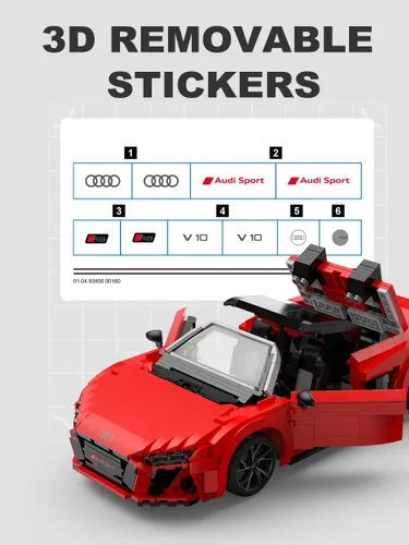 Vista 6 de RASTAR 1440PCs Building Bricks for Audi R8 Spyder Model Car Kit, 93800