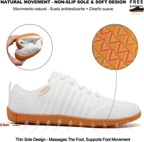 Vista 5 de Geweo Zapatos minimalistas unisex Suela sin caída Puntera ancha Comodidad más flexible Movimiento natural en forma de pie Zapatos deportivos