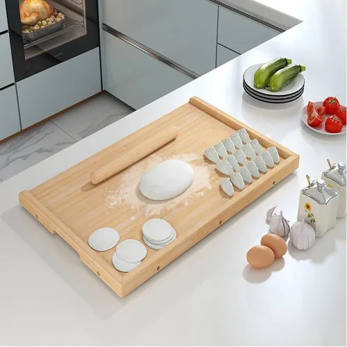 Vista 2 de Tabla de cortar de bambú de doble cara de 28 x 18 pulgadas con ranura para jugo, tablas de cortar grandes de madera para cocina, tabla de cortar