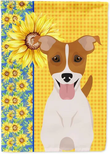 Vista 131 de Caroline's Treasures WDK5313GF Bandera de jardín con diseño de girasoles de verano, color negro y tostado, Airedale Terrier para buzón, bandera