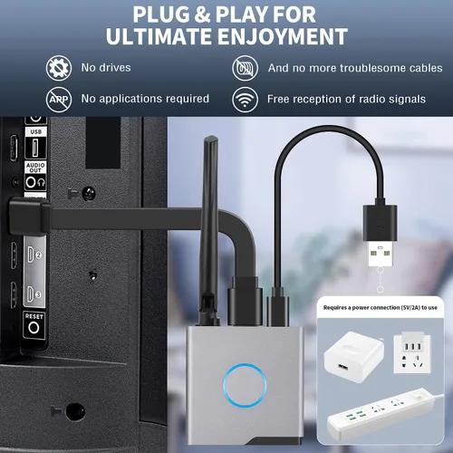Vista 3 de Adaptador inalámbrico HDMI Display Dongle 4K, receptor inalámbrico, transmisión de vídeo/audio/archivo HDMI Extensor inalámbrico desde computadora