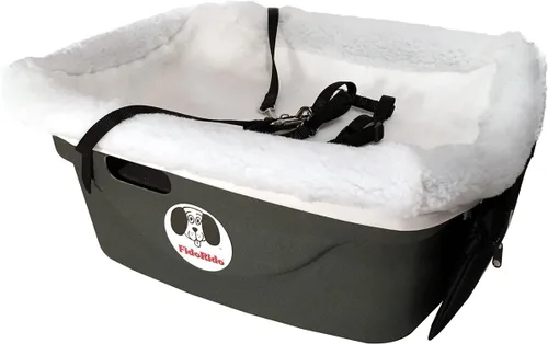 Vista 7 de FIDORIDO Asiento de automóvil para perro, asiento de auto con funda, arnés y correas, base de plástico duradero, cómodos cojines, fácil de instalar