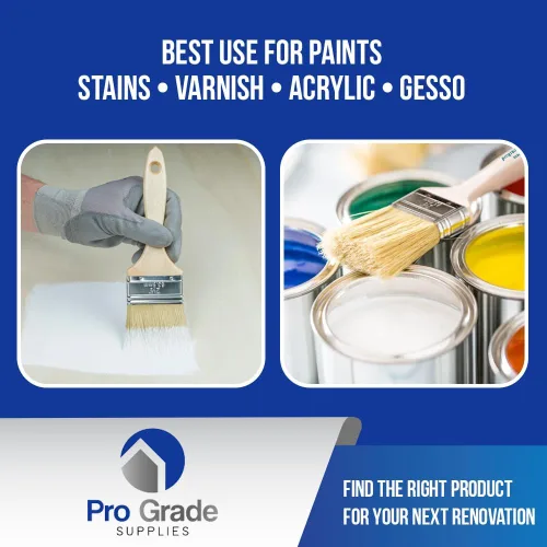 Vista 4 de Pro Grade Brochas para virutas de 2.5 pulgadas, pinceles de pintura desechables, para manchas, paquete de 24 Cerda natural, mango de madera