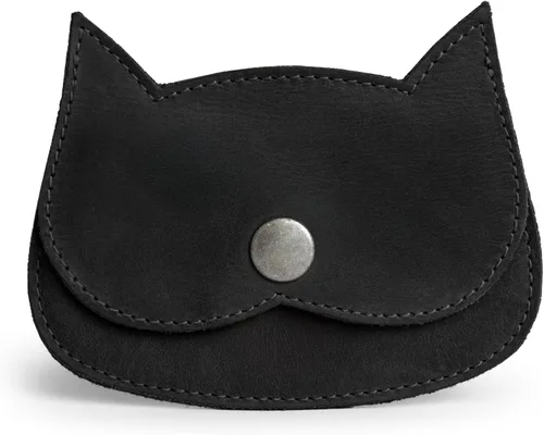 Vista 12 de Hide & Drink, billetera con forma de gato, bolsa para monedas, portamonedas, accesorio de viaje, piel de grano completo, hecha a mano, Bourbon