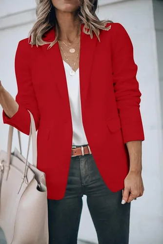 Vista 3 de Cicy Bell Blazers casuales femeninos con abertura frontal y manga larga chaquetas y blazers para trabajo de oficina