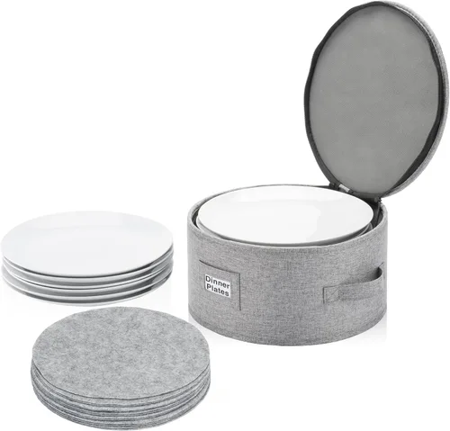 Vista 24 de Juego de 4 cajas de almacenamiento de porcelana para vajilla – Carcasa rígida y apilable – Tamaños: 12 – 10 – 8.5 pulgadas y 7 pulgadas de ancho