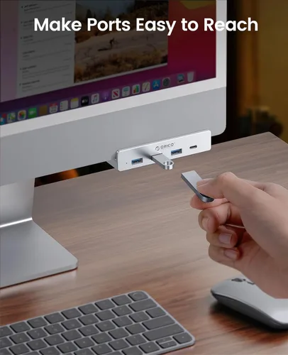 Vista 14 de ORICO Hub USB 3.0, Abrazadera USB Hub con puerto de alimentación adicional, 3 puertos de datos USB-A, puerto USB-C para monitores, escritorios