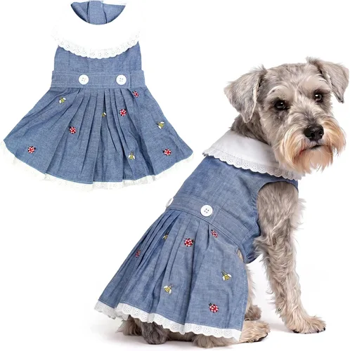 Vista 104 de Parisian Pet Chambray - Vestido para perro - Ligero sin mangas para perro, niña, talla XS Chambray en general