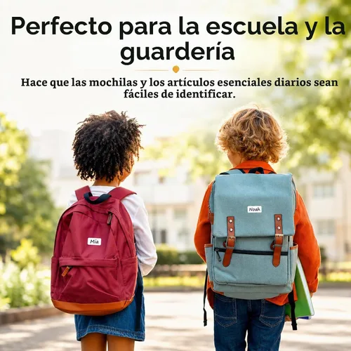 Vista 8 de Etiquetas de ropa para niños multiusos sin planchar, etiquetas de tela autoadhesivas para campamento, escuela, guardería, cuidado de enfermería