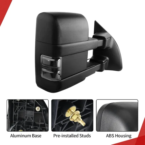 Vista 7 de YITAMOTOR Espejos de remolque compatibles con Ford F250 F350 F450 F550 Super Duty 2008-2016, señal de giro LED con calefacción eléctrica, manual