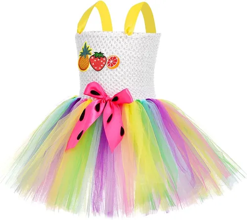 Vista 2 de Tutu Dreams - Disfraz de cono de helado para niñas de 1 a 12 años, tutú arco iris con diadema
