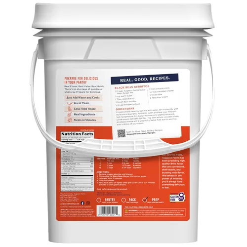 Vista 2 de Augason Farms Mezcla para Hamburguesas de Frijoles Negros, Cubo de 4 Galones, Certificado Sin Gluten, Suministro de Alimentos de Emergencia, Para
